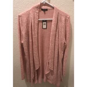 Verve Ami Womens Medium Rose Pink Soft Sweater Open Front NWT